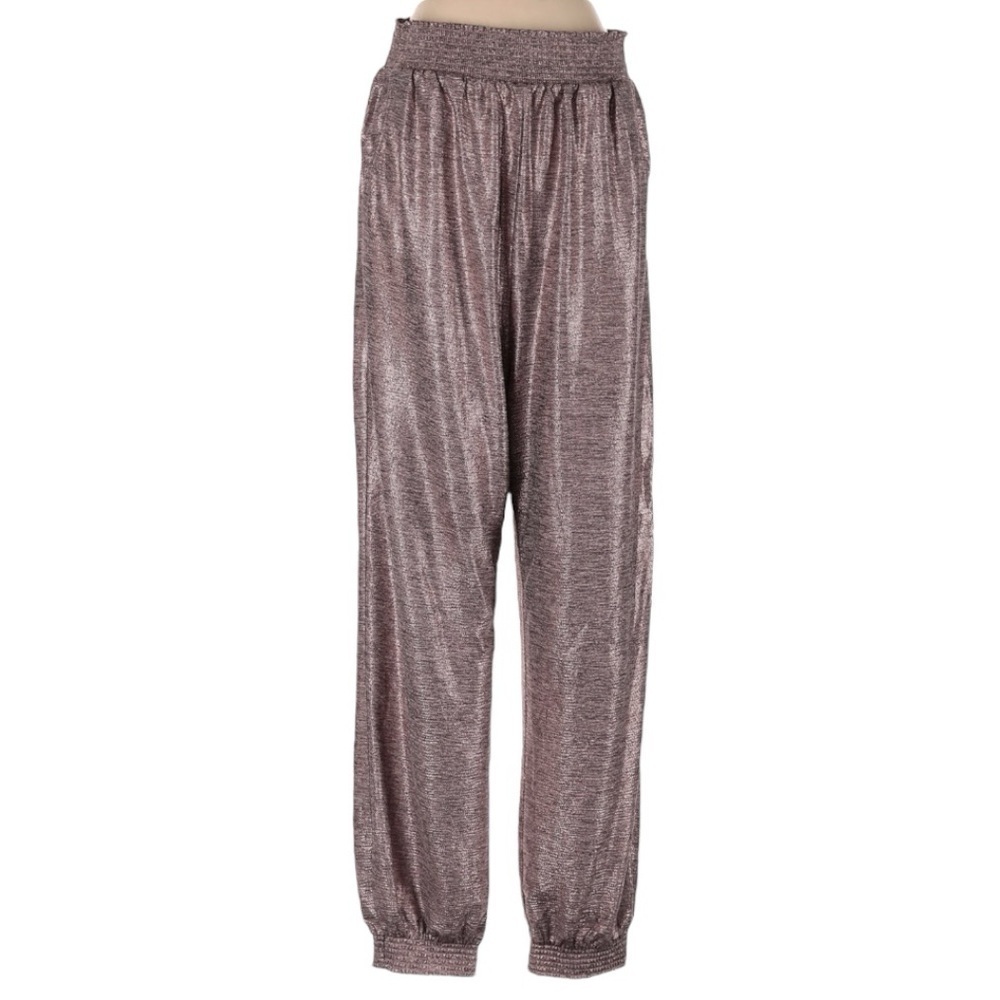 Anthropologie Metallic Pink Elastic Waist Jogger Pants Size S
